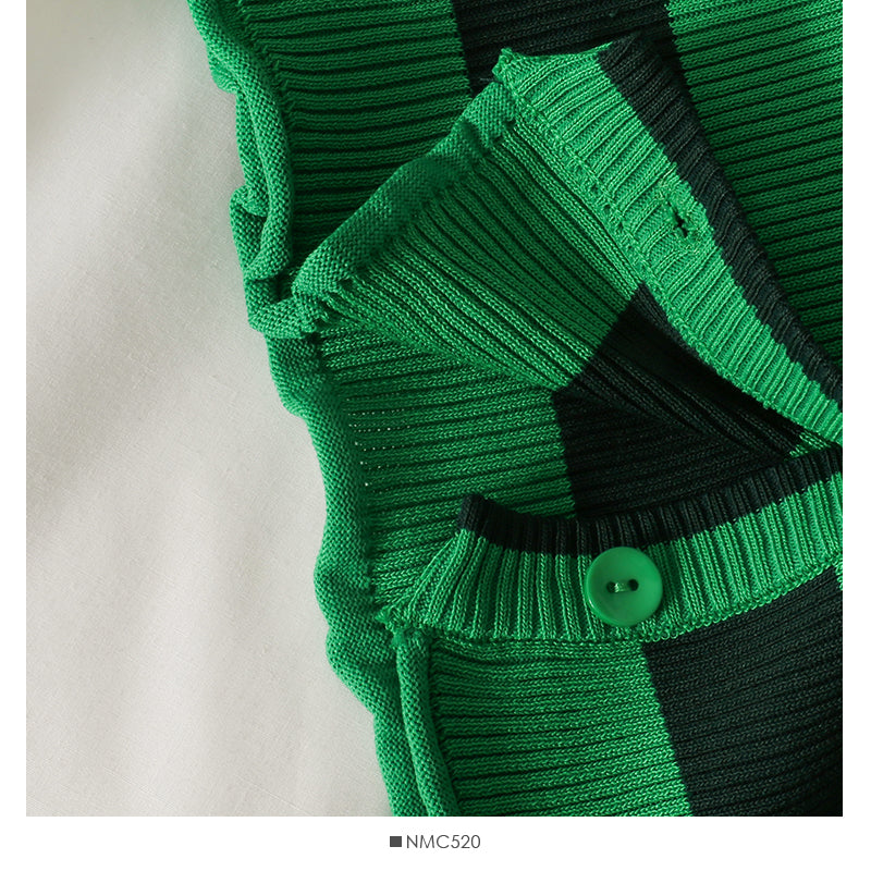 Striped single breasted cardigan long sleeved sweater for women  2061