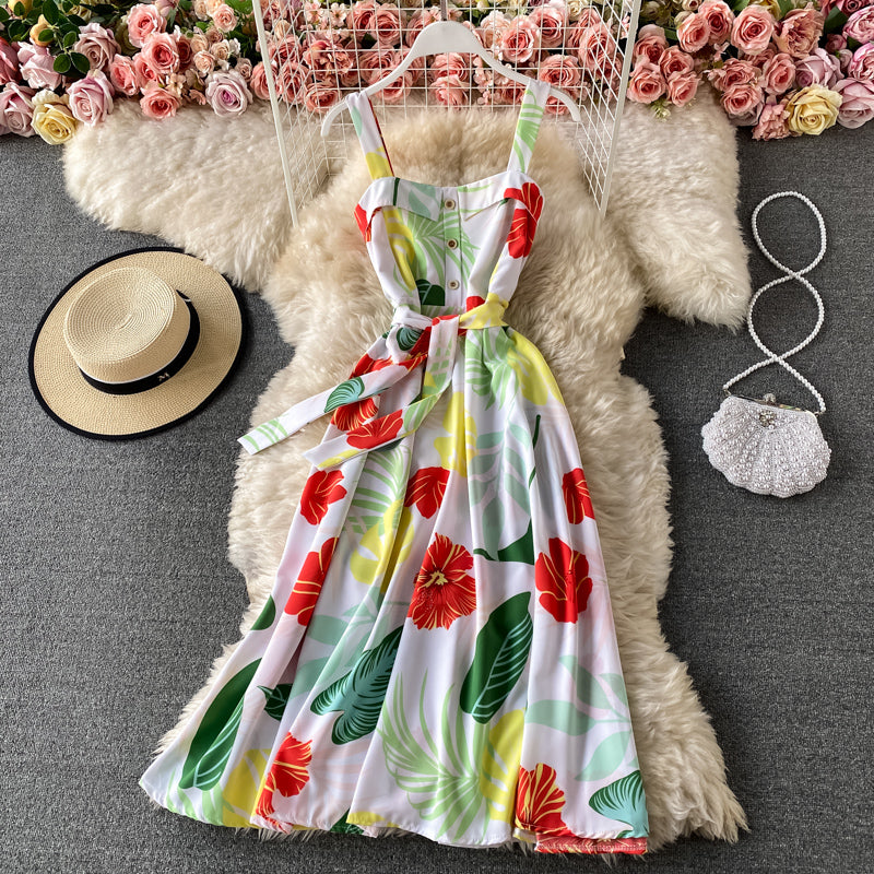 Ruffle hem, waist closed, thin, large dress, women's dress  2941