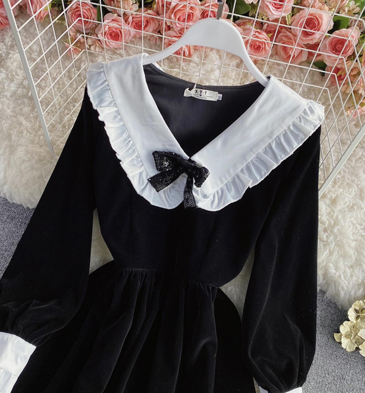 Cute A line long sleeve dress fashion dress  1306