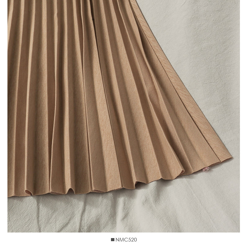 Hong Kong style retro thin medium length organ pleated pleated skirt for women  2658