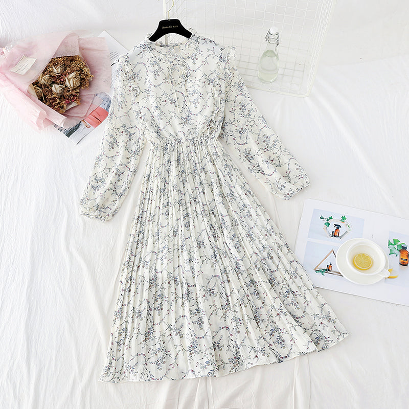 The new women's floral dress shows thin temperament at the waist  2246