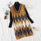 Net red mink velvet checkered sweater vest vest vest dress  2474