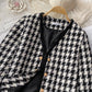Little fragrant wind celebrity tweed thousand bird lattice coat female  1633