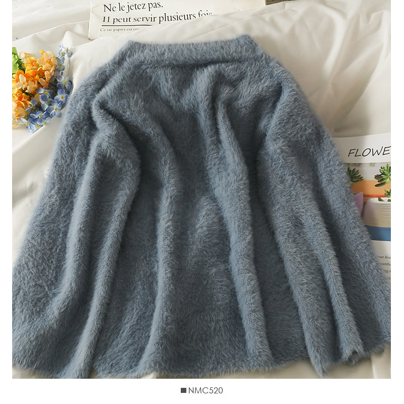 Plush loose thin V-Neck Sweater Korean versatile long sleeve Pullover Top  1995