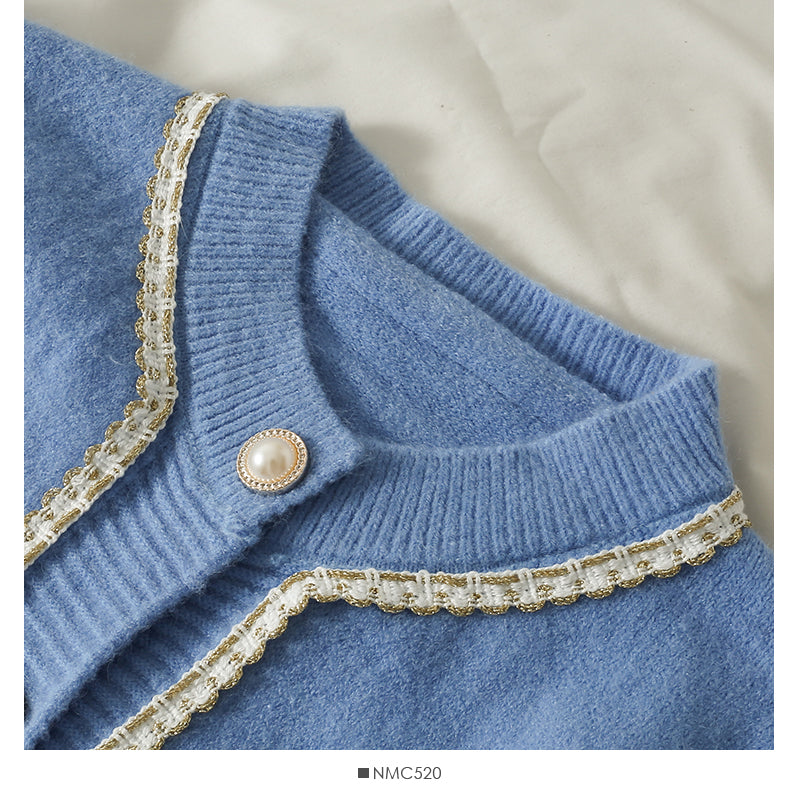 Sweater women's bright silk stripe single breasted cardigan  1796