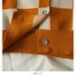 Color contrast check Crew Neck Long Sleeve loose sweater women's new single breasted cardigan sweater  1967