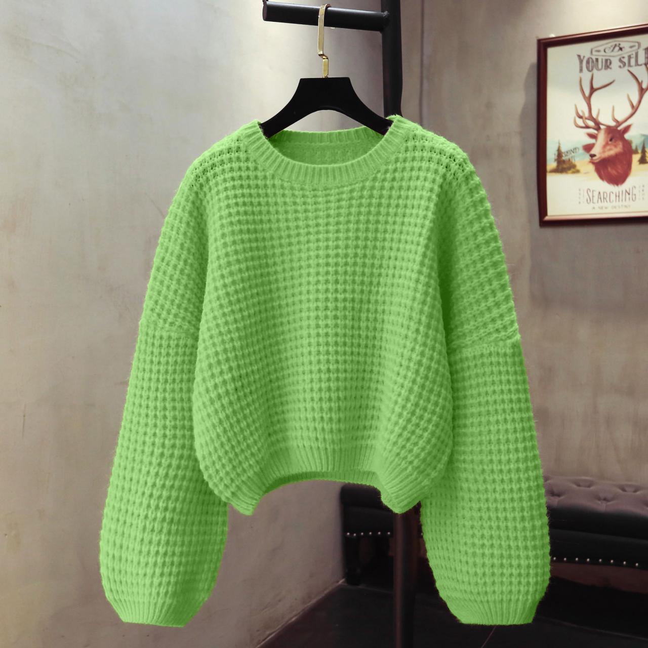 Einfacher Langarm-Pullover mit Rundhalsausschnitt 1476