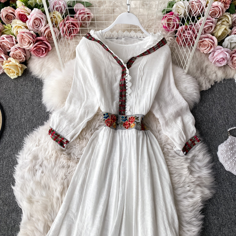 Waist closing temperament Ruffle hem long skirt  3405
