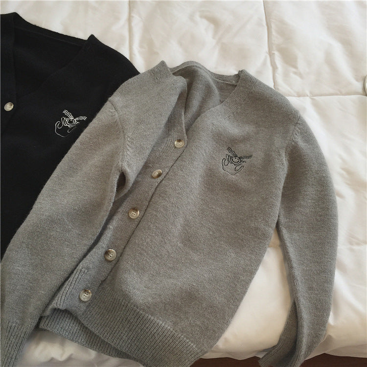 Lazy, kleine Strickjacken mit V-Ausschnitt, Pullover mit lockerem Design 1432 