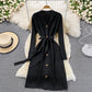 Gentle style V-neck knitted dress temperament thin sweater skirt  3379