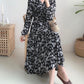 V-neck Chiffon floral dress with coat  2155