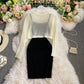 Robe chemisier tricotée à manches longues et bretelles aux hanches 2764