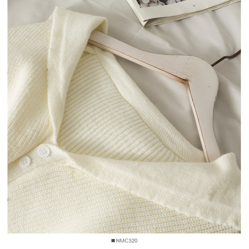 Korean version of foreign style versatile two button short sweater for women  1690