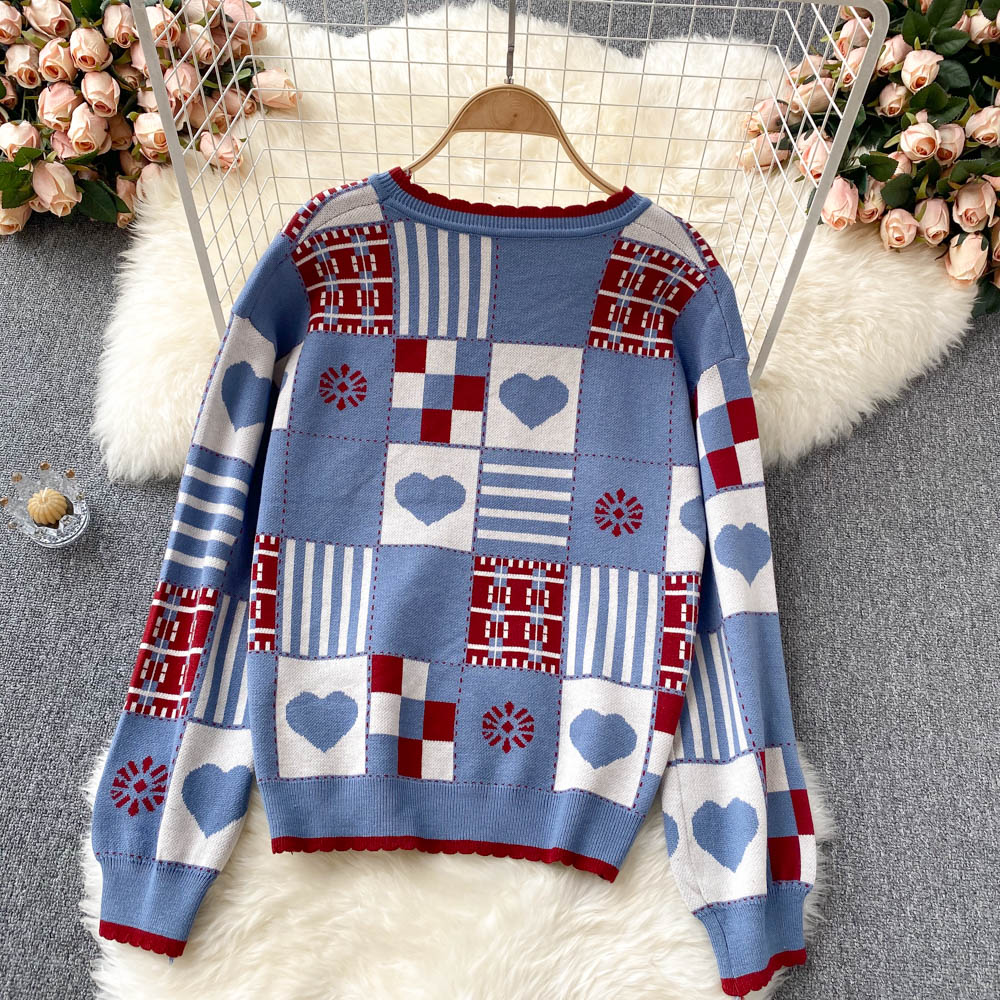 Süßer Strickpullover mit langen Ärmeln 1474