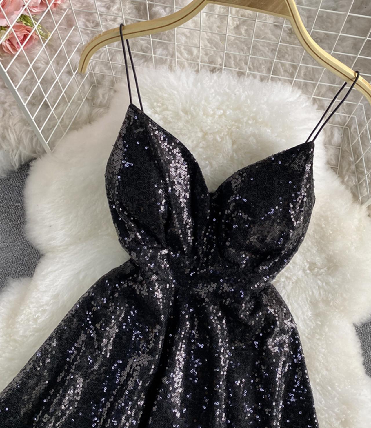 Cute A line sequins short dress  1319
