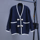 Cardigan, pull ample, haut boutonné en corne 1402
