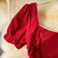 Retro disc buckle temperament bubble sleeve square neck dre  2808