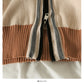 Hooded sweater women's stripe loose slim zipper sweater  2014