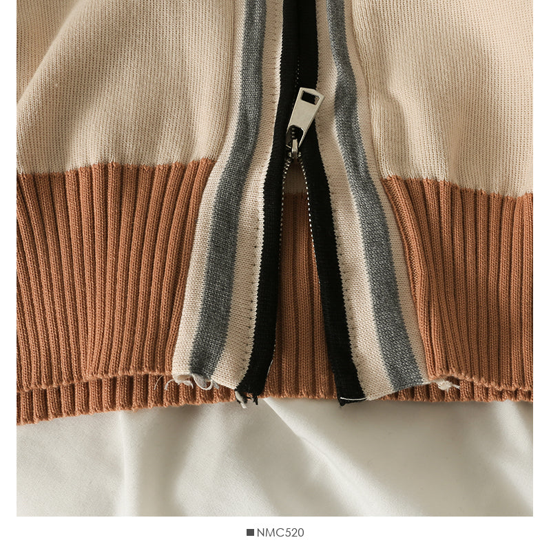 Hooded sweater women's stripe loose slim zipper sweater  2014