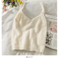 Plush short sweater with slim suspender vest inside  1749