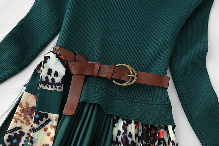 Knitted dress new women's autumn and winter French Retro  2134