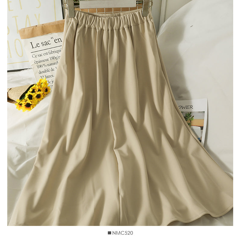 Hong Kong style retro high waist thin solid color versatile skirt for women  2540