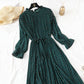 Wave point dress new autumn and winter dress French retro broken flower chiffon long skirt  2128