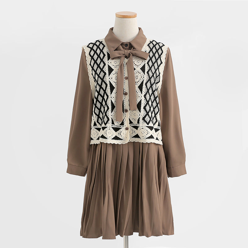 New sweater vest dress two piece suit  2251
