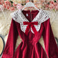 Retro temperament, slim waist, corduroy A-shaped skirt  3152