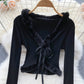Slim fit short lace up cardigan top  1626