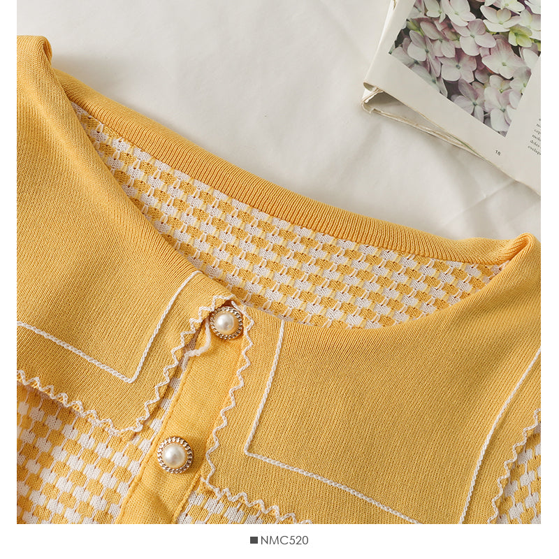 Slim and slim check long sleeve sweater women's doll neck  1760