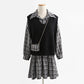 New vest LONG SLEEVE DRESS Plaid age reduction fashion two-piece suit skirt  2176