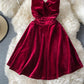 Temperament pleated little man velvet suspender skirt  2763