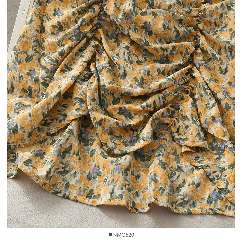 Koreanischer Blumenfaltenrock mit hoher Taille 2618