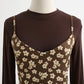 Floral skirt corduroy suspender dress women's two-piece suit  2177
