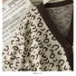 Korean retro color matching leopard three button cardigan women's sweater  1947