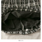 Short open navel bubble long sleeve top Plaid high waist skirt  2518