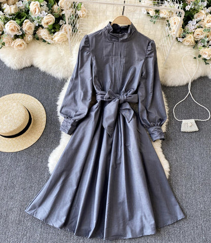 Elegant A line long sleeve dress  1309