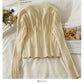 Slim vertical stripe crew neck short Zip Cardigan Sweater  1876
