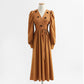 Gentle wind over the knee aging temperament thin embroidered wool dress  2231