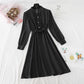 French knee length dress design sense of minority lace up solid color thin skirt  2150