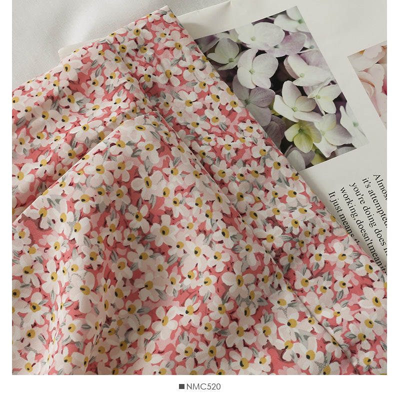 Jupe décontractée taille haute à imprimé floral rétro de style Hong Kong 2637
