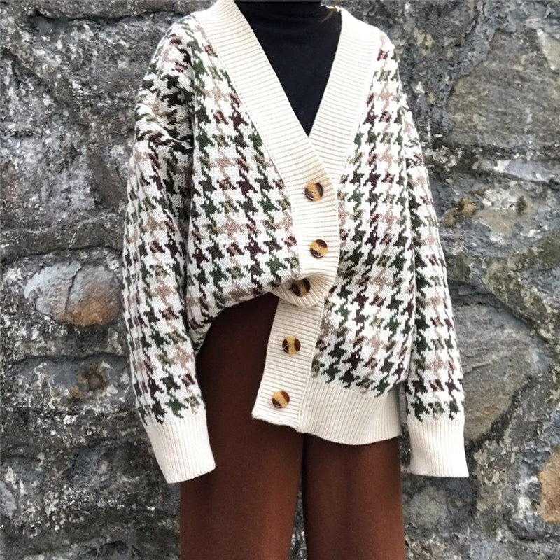Nouveau style, pull bleu ciel et nuage blanc, cardigan ample étudiant 1423