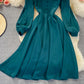 Style retro temperament medium long high waist slim dress  3103