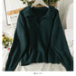 Neuer Vintage Revers lockerer dünner Pullover Pullover für Frauen 1805