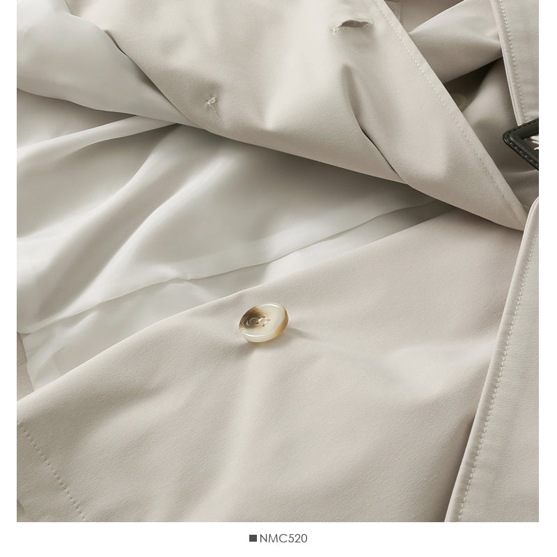 Han Fan loose and thin medium length double breasted solid coat  2085