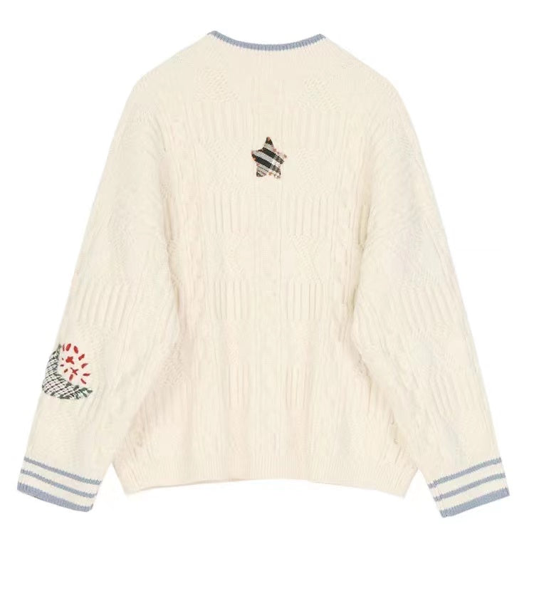 Loose, lazy, kiddie planet embroidered sweater  1439