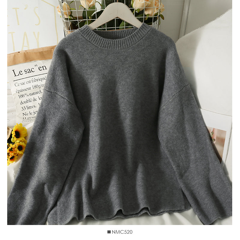 Retro loose and thin medium and long split Pullover Sweater for women  2081