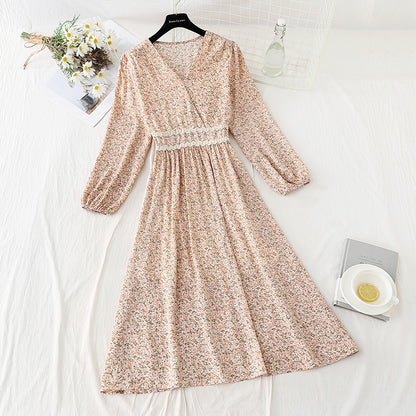 New French tea break early spring chiffon skirt long  2313