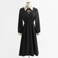 Long sleeved dress, academic style, thin temperament, knee length skirt, French long skirt, female  2159